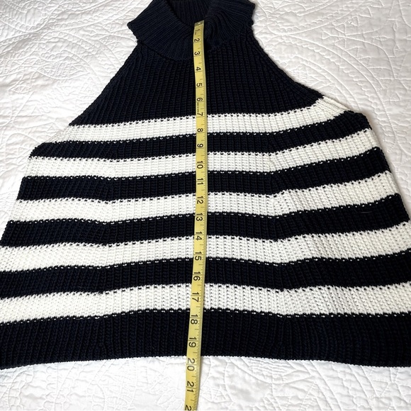 Anthropologie Pilcro Mock Neck Swing Sweater Tank Navy+White Stripe Size Small - Picture 7 of 9